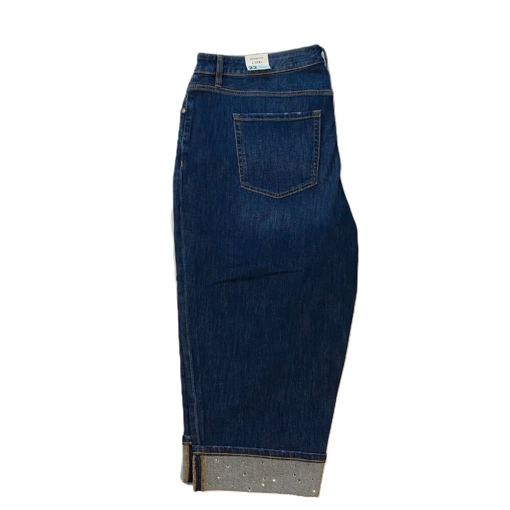 Lane Bryant Boyfriend Denim Capris With Embellished Cuffs SZ 22 - Picture 2 of 16